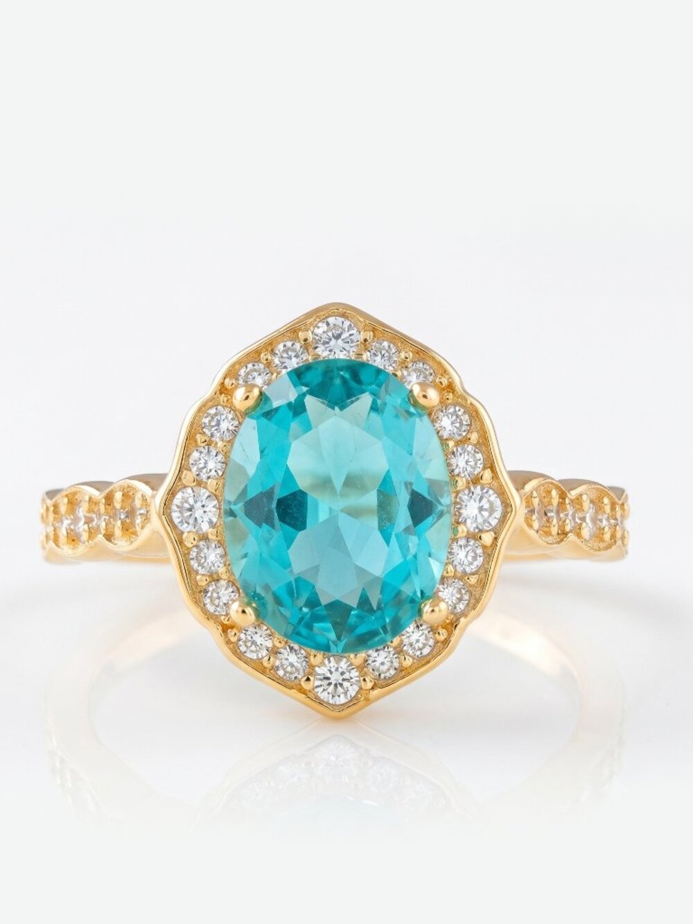 Gold and Aquamarine Gemstone ring,925 Sterling Silver Charmed Aroma
